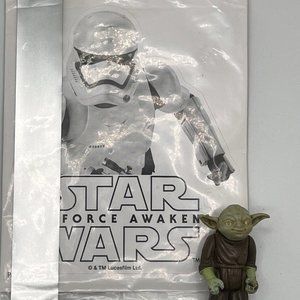Set of 2 - NEW Storm Trooper Sticker & Vintage 1980 Yoda Posable Figure